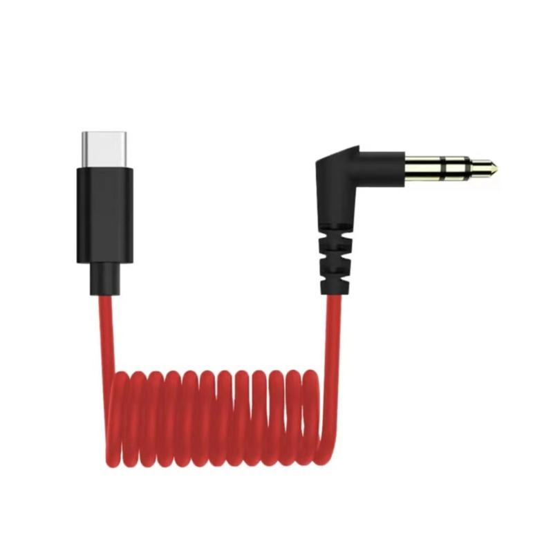 Portable USB C Mic Cable Type C/3.5mm TRS/TRRS Plugs Coiled Cable for Phone Tablet Camera for Quality Sound Recording