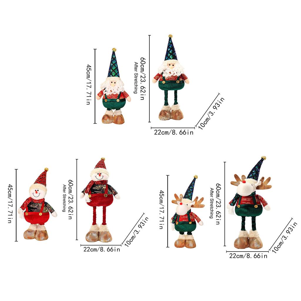 Christmas Decorations Figurine Christmas Standing Ornament with Retractable Spring Legs Home Holiday Decoration