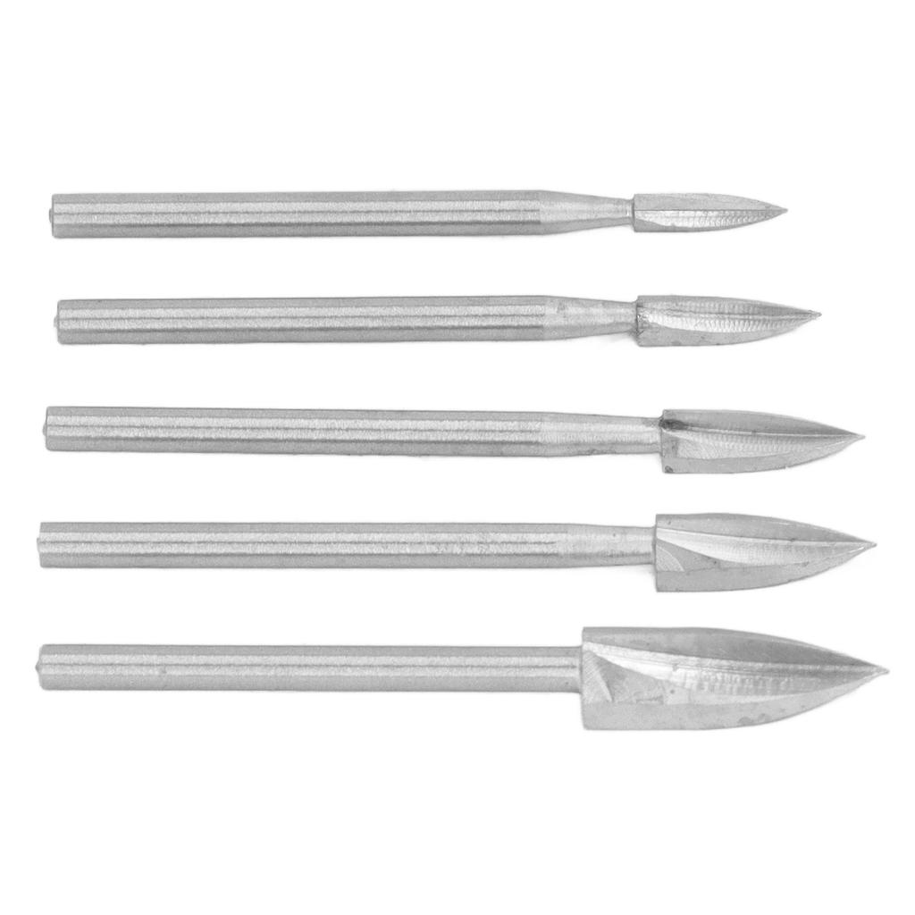 5 Pcs Wood Carving Tool 3 Flute High Speed Steel Cork Engraving Knife Set Woodworking Tool for