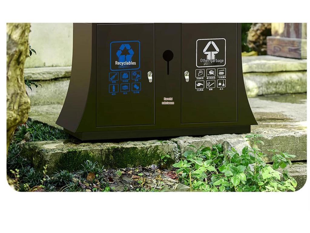 Stainless Steel Outdoor Trash Can: Large Sanitation Bin for Fruit Peels and Waste