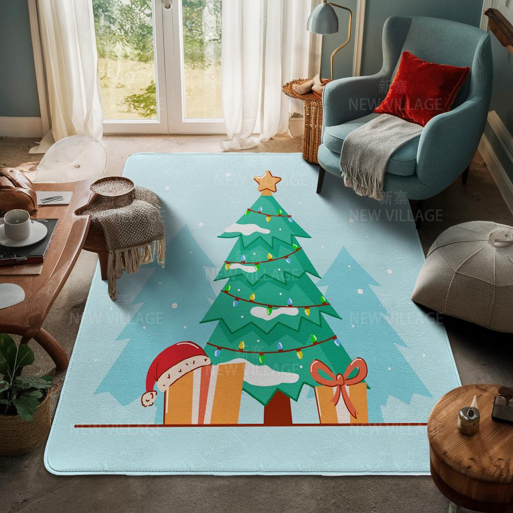 House Entrance Carpet Home Door Mat Living Room Bath Foot Bathroom Non-slip Water Absorption Rugs Bath Merry Christmas Winter