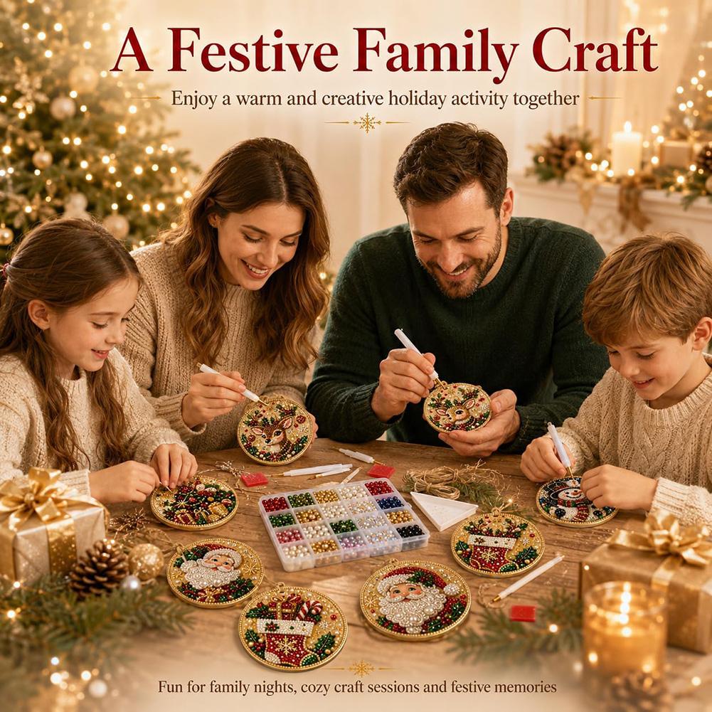 Christmas Pearl Diamond Painting Art Set DIY Pearl Beads Craft Kit For Adults Beginner Home Christmas Hanging Decor Party Gift