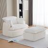 Soft single sofa with backrest and armrests, made of flannel and 30D high-resilience foam
