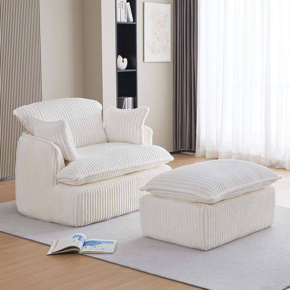 Soft single sofa with backrest and armrests, made of flannel and 30D high-resilience foam