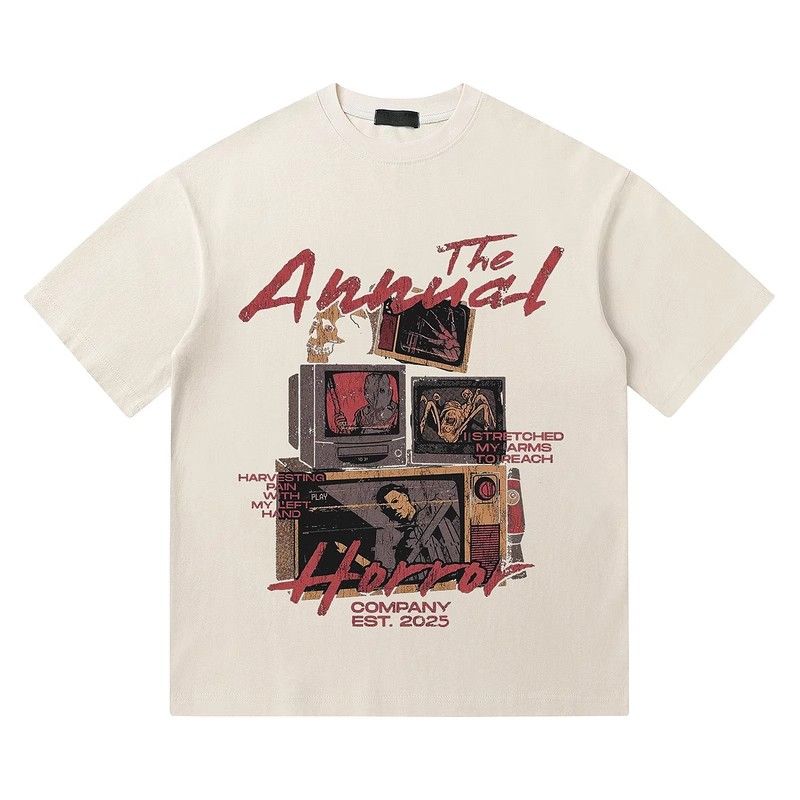 

American Retro Heavyweight Pure Cotton High-street Short-sleeved T-shirt Loose T-shirt for Men and Women S