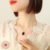 European Retro Black Shell Pendant Necklace, 18K Gold-Plated Titanium Steel Clavicle Chain (P528)