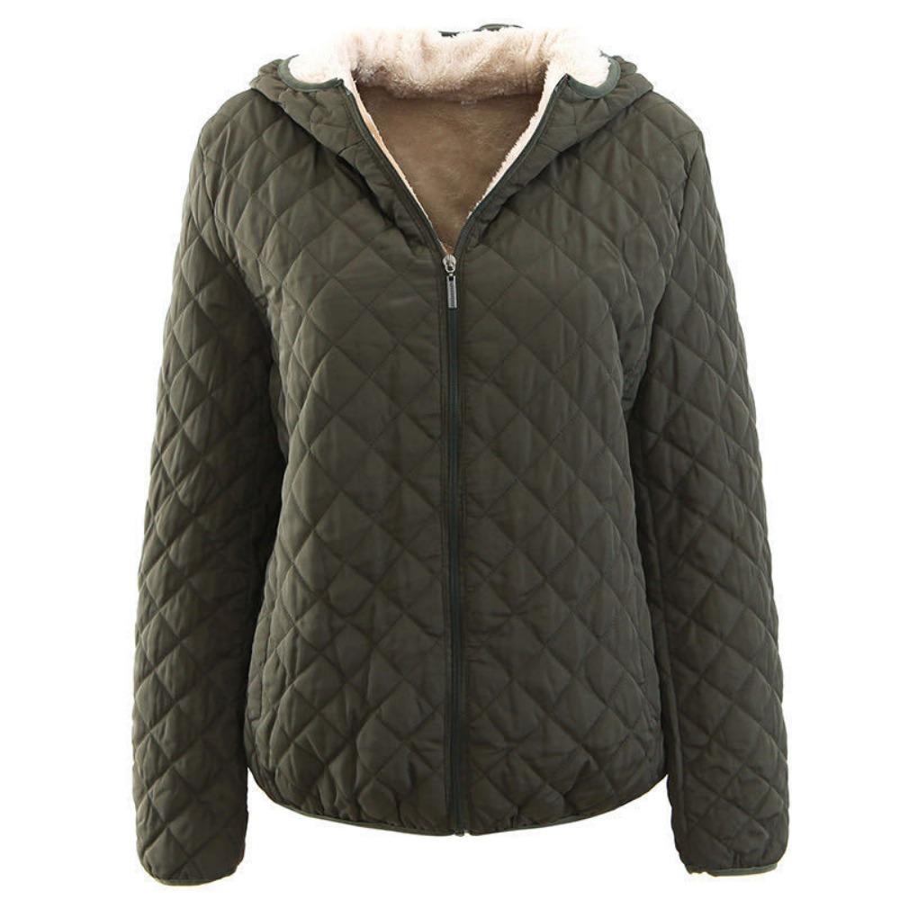 Women Autumn Winter Parkas Coat Jackets Women Lamb Hooded Plaid Long Sleeve Warm Winter Jacket
