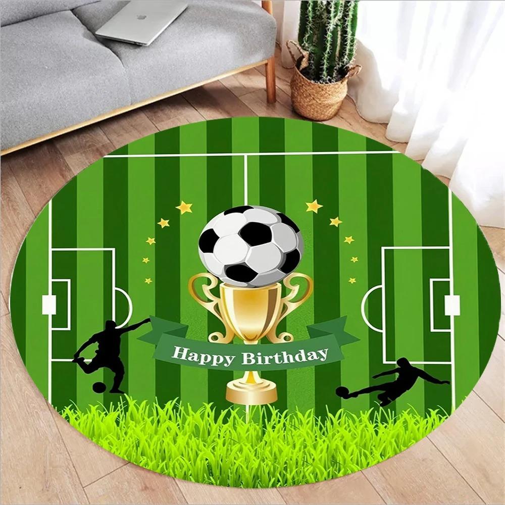 Basketball Court Round Rug Sports Stadium Pattern Soft Flannel Carpet Vibrant Design for Boys' Bedroom Game Room Sports Themed