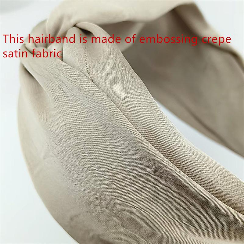 Women Wide Brimmed Embossing Crepe Satin Cloth Knot Hairbands Fashion Female Casual Shopping Hair Hoop Accessories