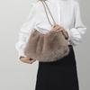Yogodlns Women's Autumn and Winter Handbag Imitation Fur Fashion Hundred with Plush Bag Solid Color Large Capacity Zipper Shoulder Bag