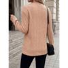 Women Solid Color V Neck Button Decoration Loose Long Sleeve Casual T Shirt Top