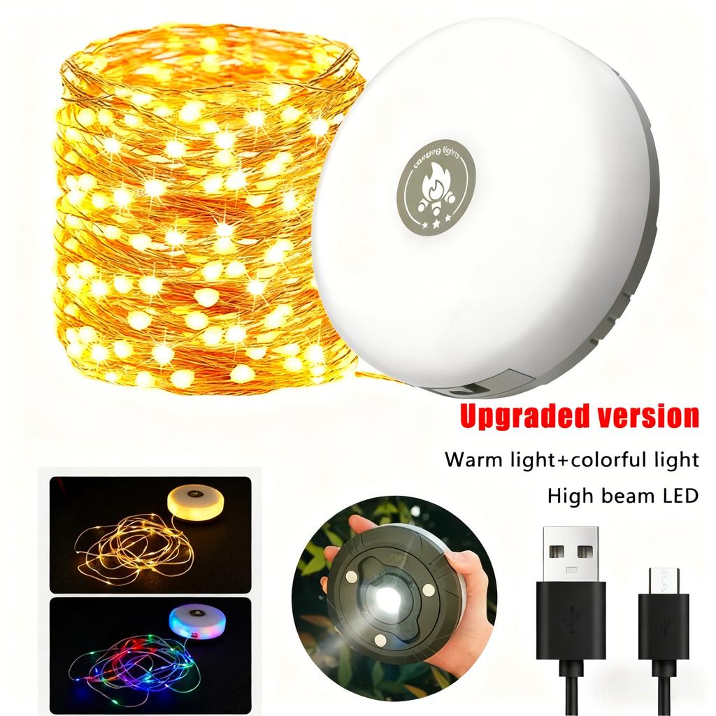 Powerful LED Handheld Flashlight USB Rechargeable 10M Light String Camping Lamp Outdoor Camping Magnet Waterproof Tent Lamp