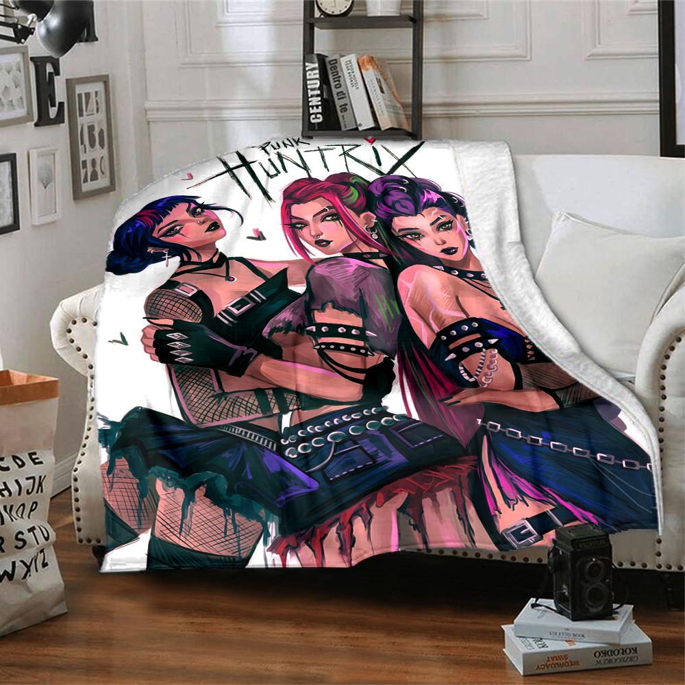 1pc KPop Demon Hunters5 Blanket, Gift, for Men and Women, Soft Blanket, Good for Sofa Bed Couch Travel, Lightweight Flannel Blanket