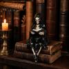 Statua Gotica Compatta Figura Oscura Fantasy che Legge Scultura Figura Incappucciata Misteriosa Ornamento per Libreria Resina Falciatore Seduto per Libreria, Scrivania