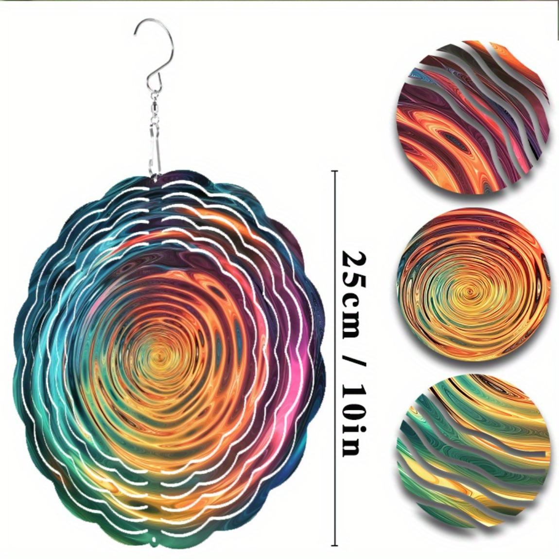 

Яркий неоновый спиральный колокольчик для ветра для уличного декора, подвесной крючок 360 градусов, металлический арт-дизайн, красочный акцент для газона и балкона, в деревенском стиле 01A