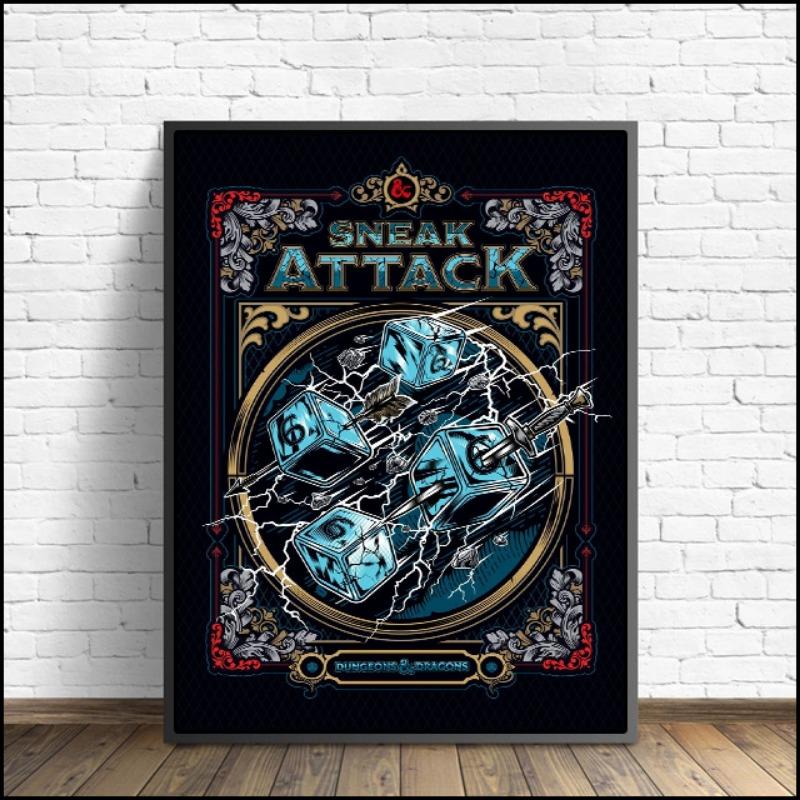 Dungeons and Dragons Slogan Collection Poster Modern Game Sign Canvas Painting Wall Art for Living Room Home Decor Mural
