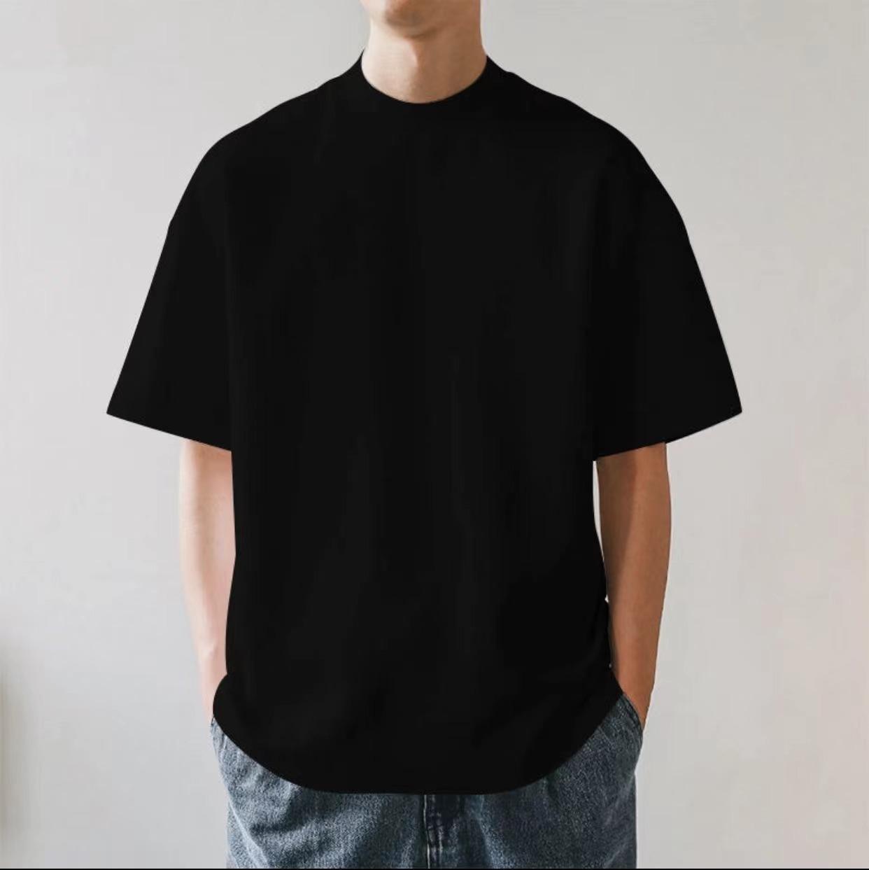 

Small Neck T Shirts Men Cotton Short Sleeved Spring Summer Loose Casual XXXL чорний