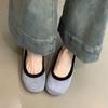 Soft leather version~ retro round head shallow mouth single shoes with skirt flat ballet shoes one pedal versatile grandma shoes women