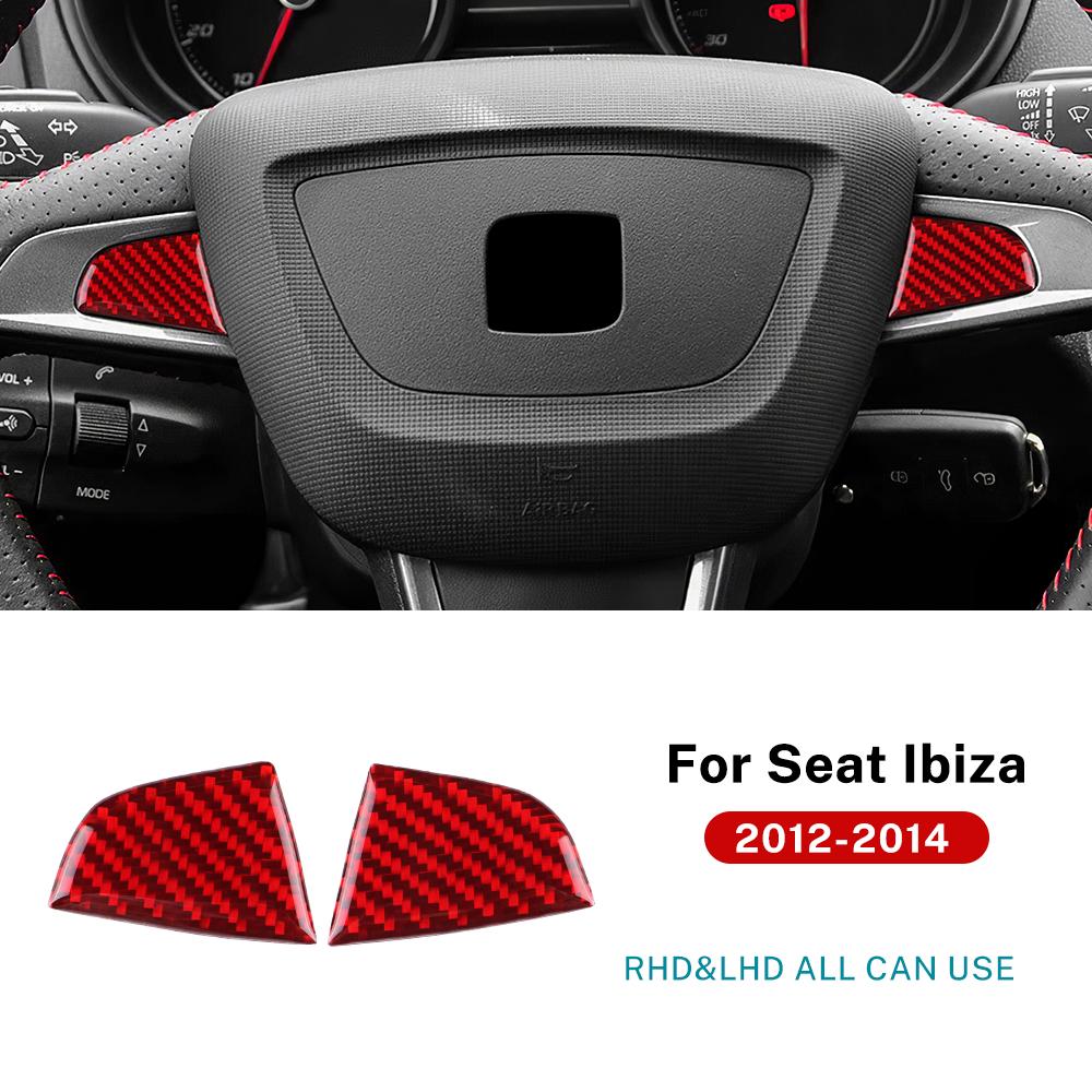 For Seat Ibiza 6j 2012 2013 2014 Real Soft Carbon Fiber Sticker LHD RHD Car Steering Wheel Center Bottom Decor Frame Trim
