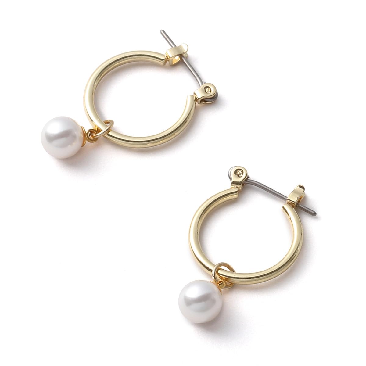 

Серьги-кольца с жемчугом Grand Premium Pearl Unisex White Gold 8 мм Metal Allergy Brand 3 года гарантии [VOTRE COUTURE] Женские Мужские