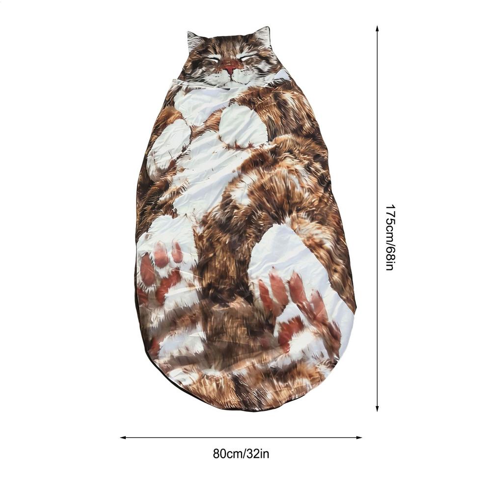Animal Sleeping Bag Washable Warm Cats Envelopes Sleeping Bag For Camping Travel Sleepovers Home Lounging Floor Bed Relaxation