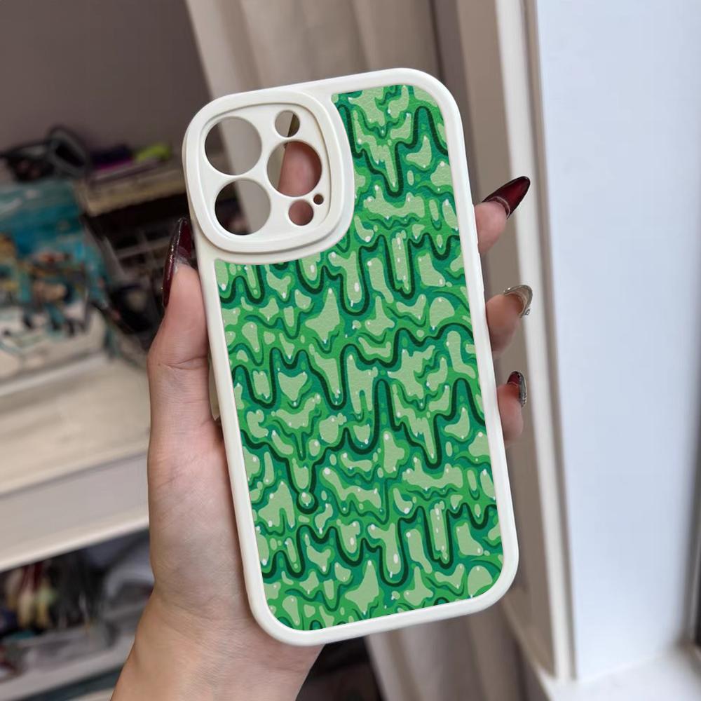 Slime Pattern Phone Case For Iphone 16 15 14 12 13 Pro Max 11 Mini Xs Puls Lambskin Silicone Cover