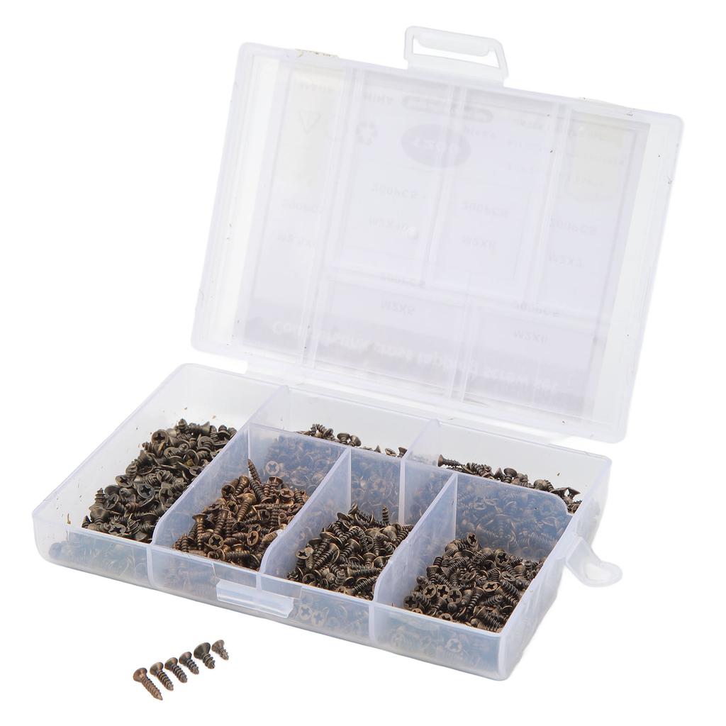 1200 Stück M2 M2.5 Senkkopf Kreuzschlitz Selbstschneidende Schrauben Set Miniatur Befestigungsschraube für Holzbearbeitung