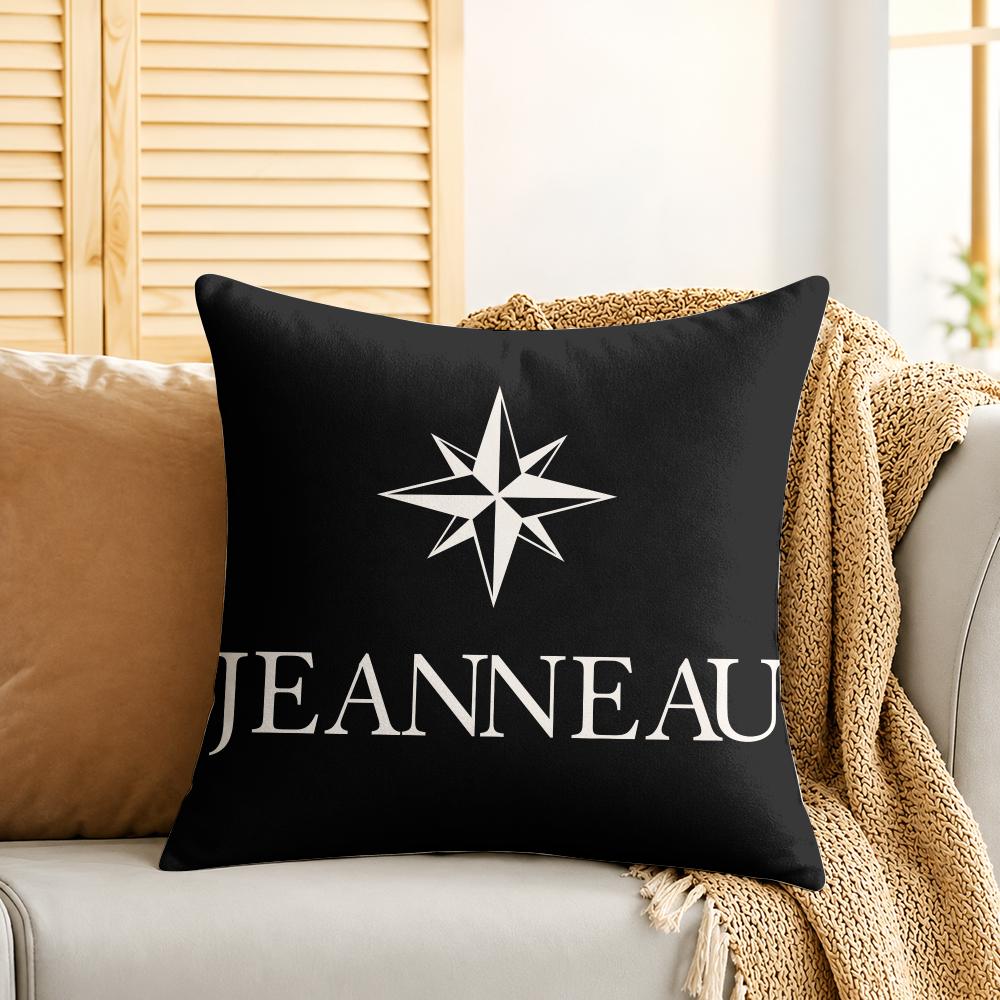 JJeanneau Yacht LOGO Cushion Cover Silky Short Plush Invisible Zipper Dustproof Sofa Pillow Case For Home Decor
