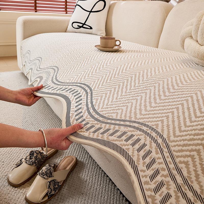 Summer Ice Silk Special-Shaped Sofa Cushion Non-Slip And Dirt-Resistant High-Grade Leather Seat Cushion One-Piece Straight-Row Sofa Cover Cloth Towel