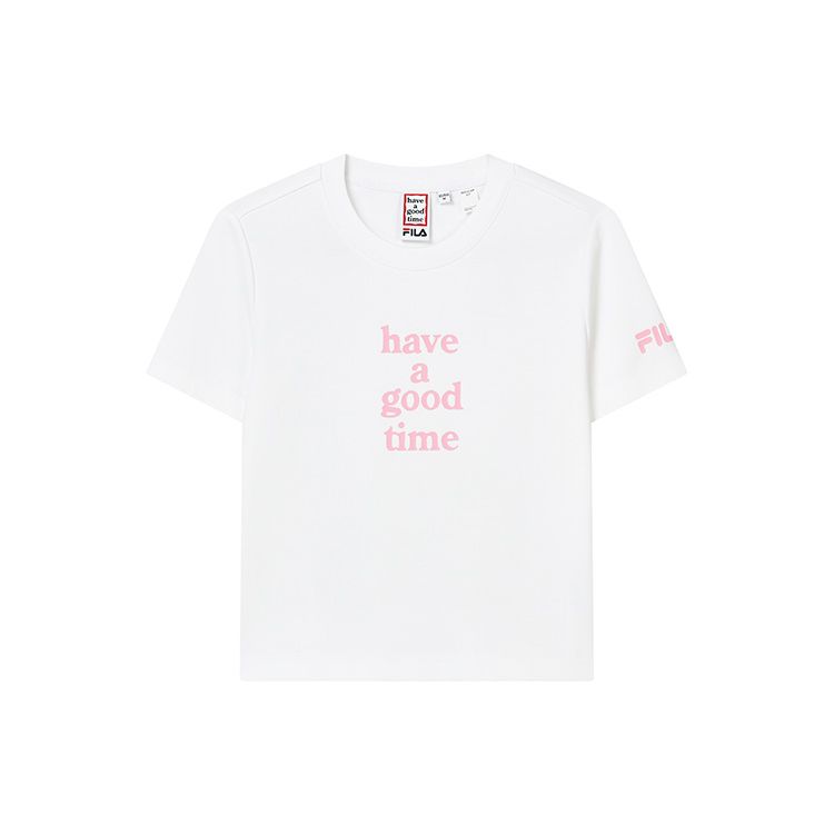 

FILA X HAGT Collaboration Casual Breathable Round Neck Letter Solid Short Sleeve T-Shirt Women tops Standard-White F11W229123F-WT M