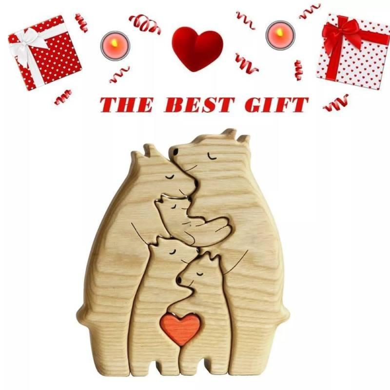 Personalized Bear Hug Garnish Wooden Puzzle Toy Family Bear Educational Xmas Toy