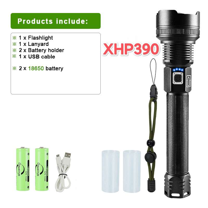 XHP390 High Power Led Flashlights 10000LM Rechargeable Powerful Torch Strong Light Lantern Emergency Led Torch