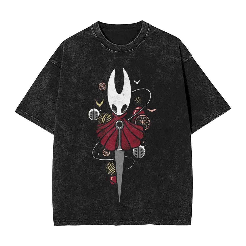 Mode Vintage Herren- und Damen-T-Shirt Hollow Knight Print T-Shirt Locker Kurzarm Streetwear Sommer Lässig Kinder Oberteile Kleidung