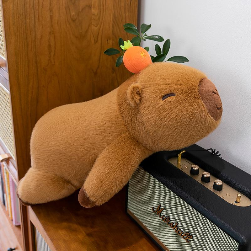 Good Persimmon Capybar Plush Toys for Girls Sleeping Long Pillows for Babies Kapi Side Sleeping Pillows for Home Decorations