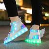 Kinder LED Schuhe Leuchtende Flügel Kinder Mesh Leuchtschuhe Walking Sneakers Mädchen Jungen USB Aufladung Leuchtende Freizeitschuhe