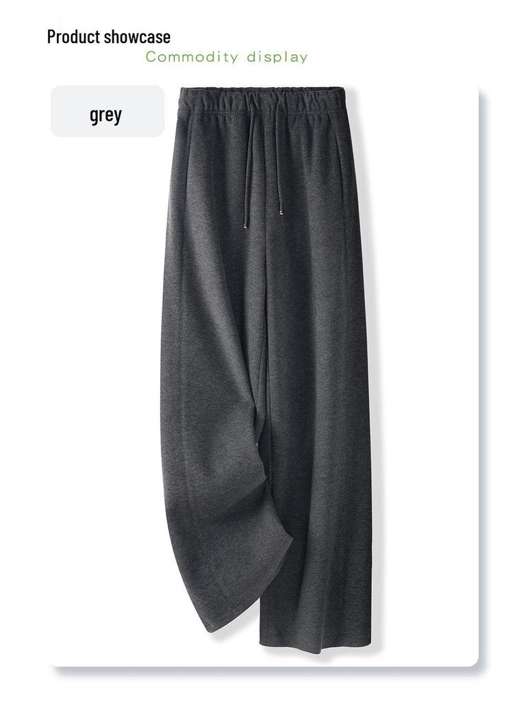 Gray High-Waisted Wool Wide-Leg Pants - Women's 2024 Autumn/Winter Collection