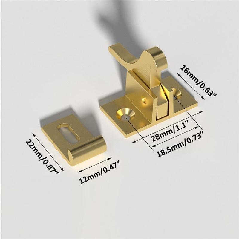 2er-Pack Messing Schwerlast-Winkelriegel Fenster - Schranktürriegel für Zuhause/Büro/Schranktüren & Fenstertüren, mit Befestigungsschrauben