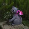 Solar Garden Flowerpot Cat Statue with LED Butterfly Waterproof Planter Pot Kitten Resin Figurine Sculpture Outdoor Porch Yard Lawn Decoration