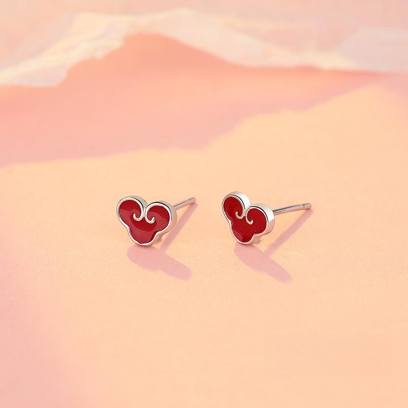 Neue Ohrringe im chinesischen Stil Rot Ruyi Xiangyun für Damen Ohrringe im neuen chinesischen Stil