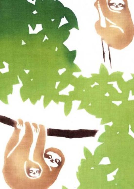 

Maruzen Tenugui Hand Sloth 37 x 98cm Chū-dyed Towel, Design, 1021,