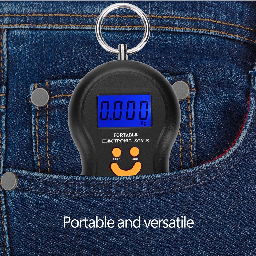 Portable Plastic Electric Digital Hanging Scale with Hook Tool for Fishing Luggage (Black)