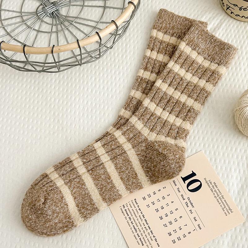 Wenyao Autumn Winter Mid-Calf Thick Wool Socks (2-Pair Pack)