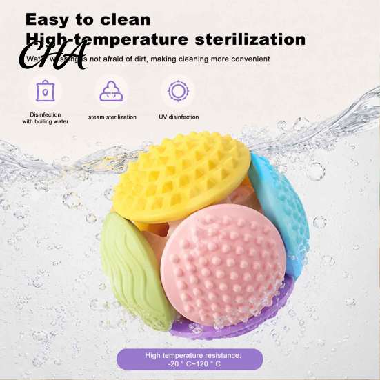 Infant Grasping Training Ball Detachable Silicone Sensory Toy, Grip Mini Textured for Babies, Tactile Stimulation Stress Relief Colorful Toy