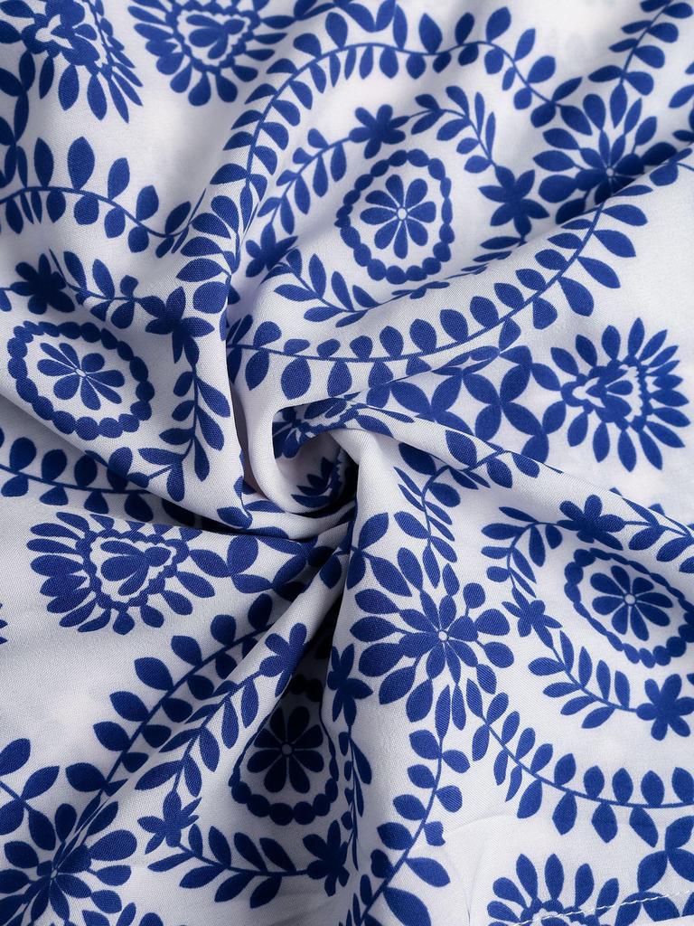 Summer 2026 Ethnic Style Spaghetti Strap Printed Backless Dress - Women's European & American Slit Waist-Cinching Dress