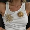 Silver Sun Goddess Brooch Gold Color Coral Brooch Exquisite Metal Geometric Pin  Women