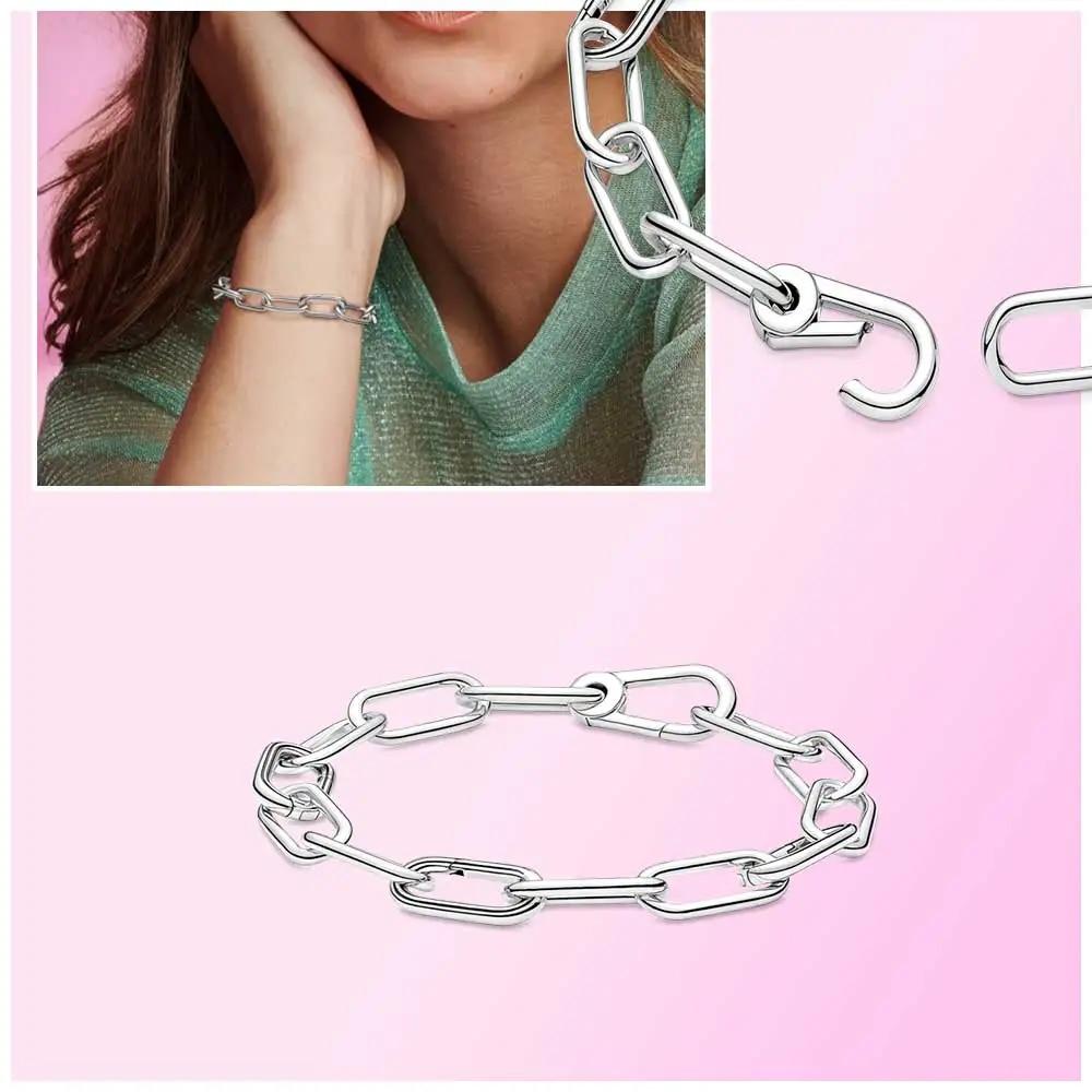 Silver Plated Brass Bracelet Me Pearl Chain Link Bracelets for Women Fine Gift Jewelry Fit for Charms 2022 New Me Collection