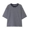 Western Style 2024 Summer New Women Clothes Casual All-matching Stripe Plus Size Short Sleeve T-shirt 5644347