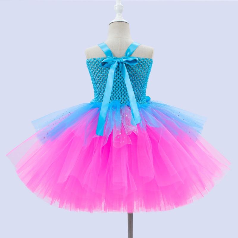 Trolls Tutu Jurk voor Meisjes Prinses Poppy Verjaardagskostuums voor Kinderen Magische Elfen Halloween Jurken Meisje Fee Bloemen Outfits