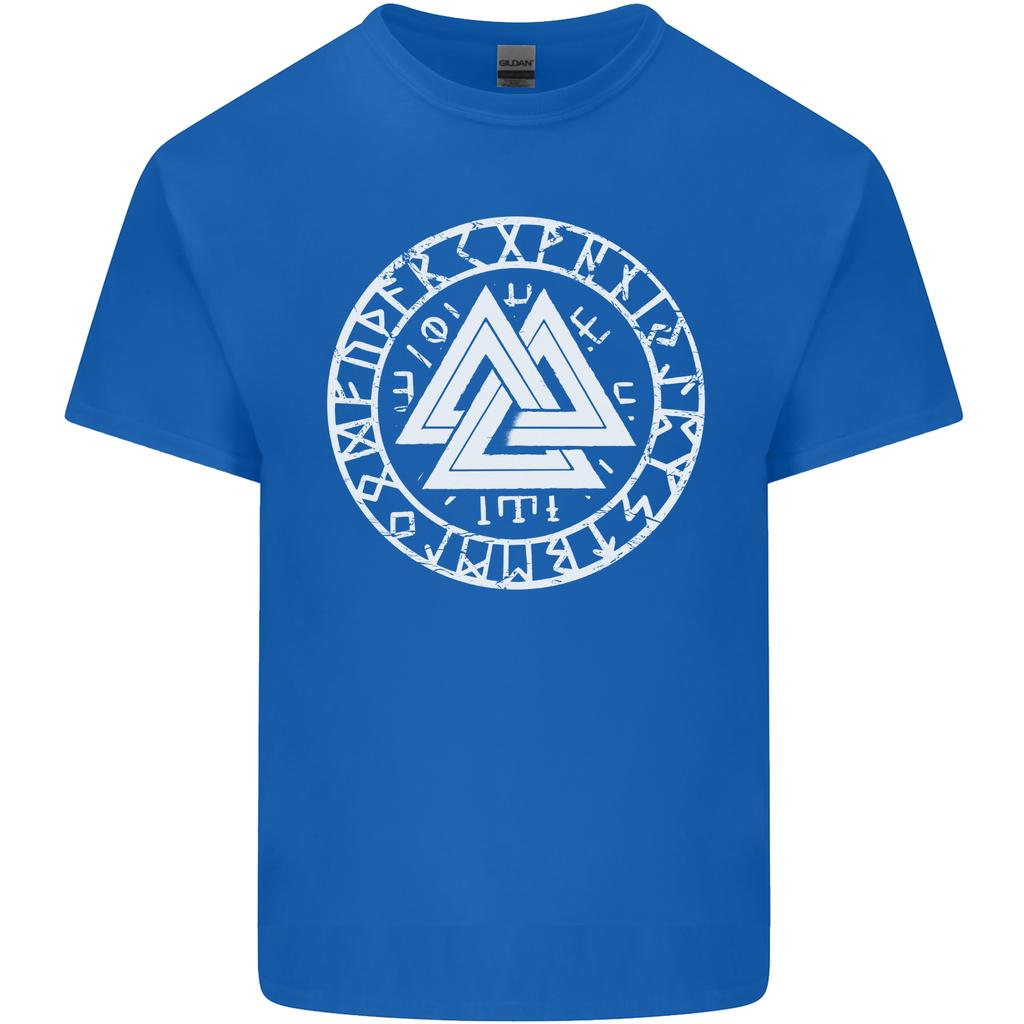 Valknut Circle With Viking Text White Print Unisexs Light Cotton TShirt