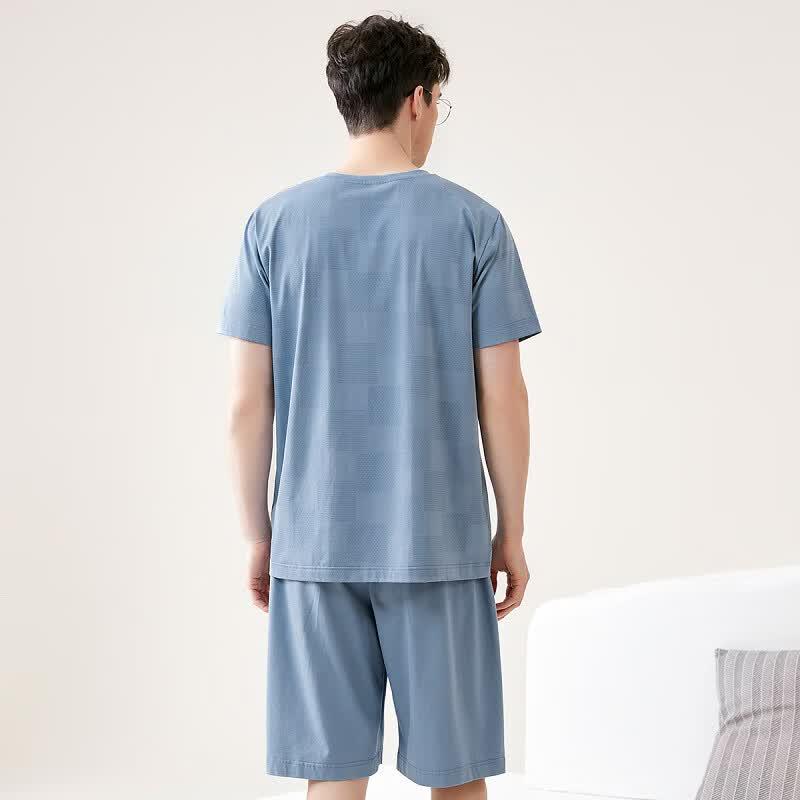 Fenteng Men's 100% Cotton Cool Feel Short Pajama Set